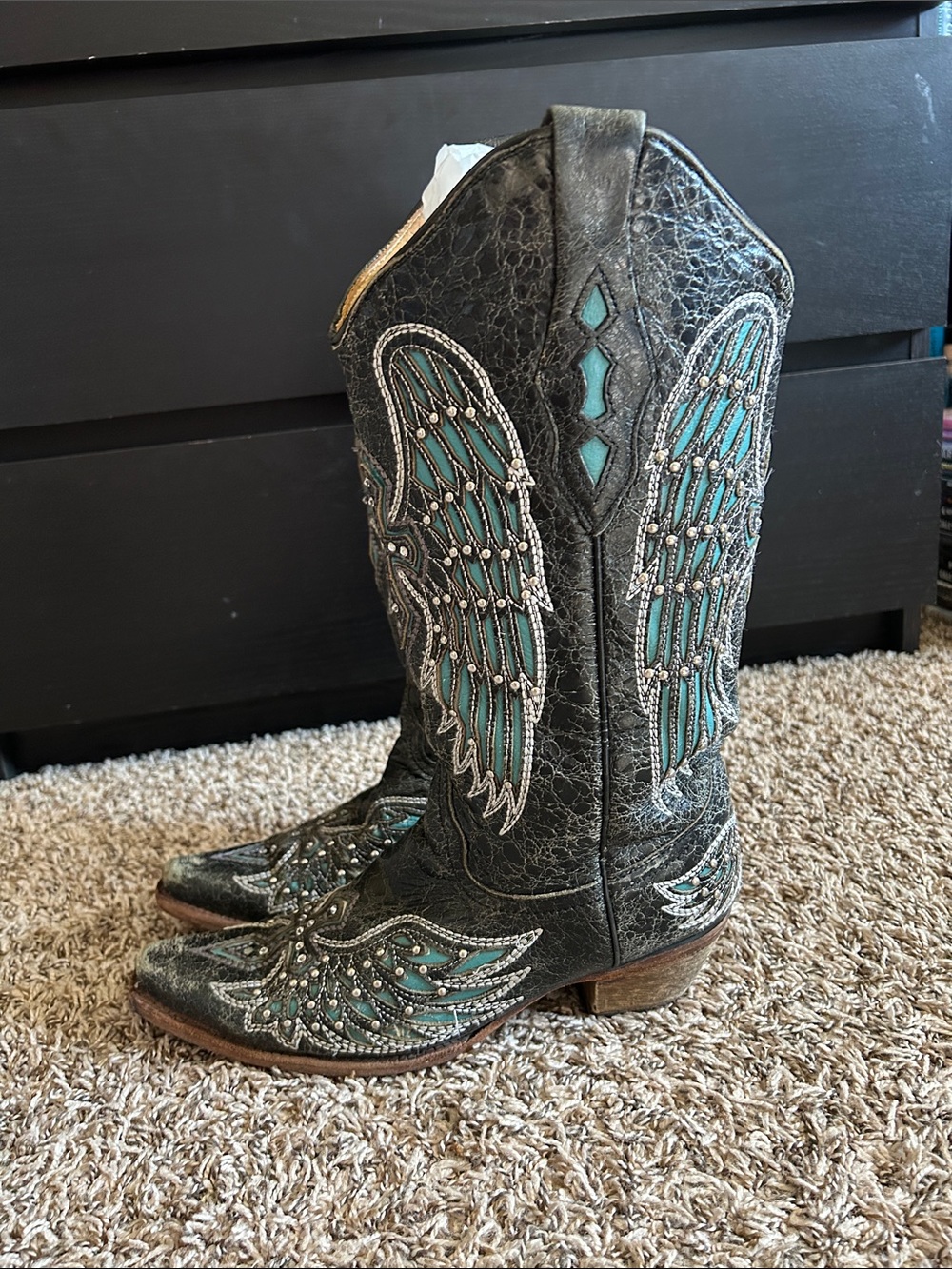 Corral Vintage Leather Studded Embroidered Western Cowboy Boots Size 10
